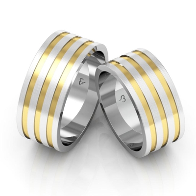 Alianças Namoro Ouro E Prata Foscas 9mm 16g
