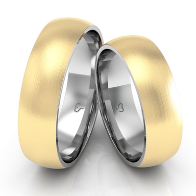 Alianças Namoro Ouro E Prata Foscas Abauladas 6mm 12g