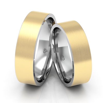 Alianças Namoro Ouro E Prata Foscas Quadradas 6mm 12g