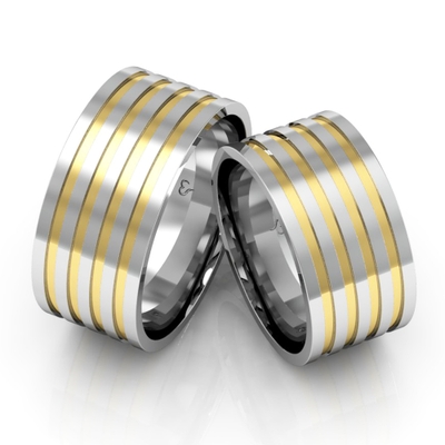 Alianças Namoro Ouro E Prata Polidas 10mm 18g