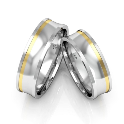 Alianças Namoro Ouro E Prata Polidas 12g 6mm