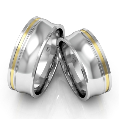 Alianças Namoro Ouro E Prata Polidas 14g 8mm 