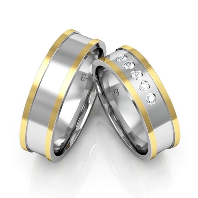Alianças Namoro Ouro E Prata Polidas 6mm 10g