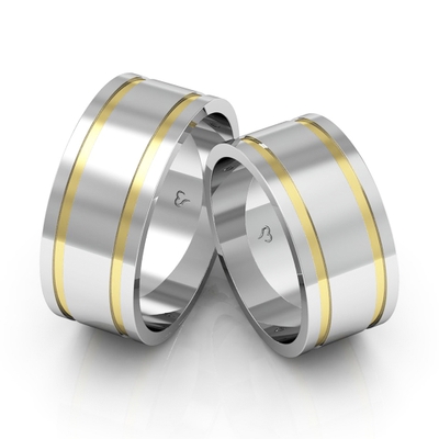 Alianças Namoro Ouro E Prata Polidas 9 mm 16g