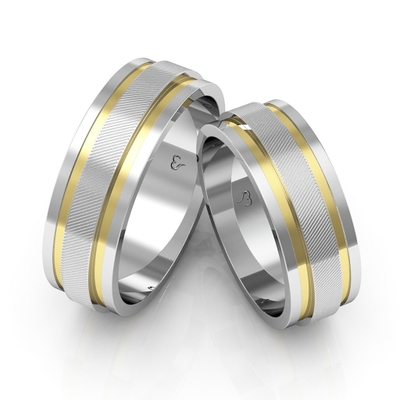 Alianças Namoro Ouro E Prata Polidas E Diamantadas 12g 7mm