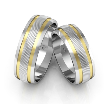 Alianças Namoro Ouro E Prata Polidas E Diamantadas 7mm 12g