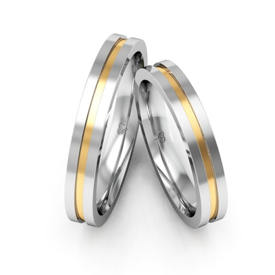 Alianças Namoro Ouro E Prata Polidas 3,5mm 8g
