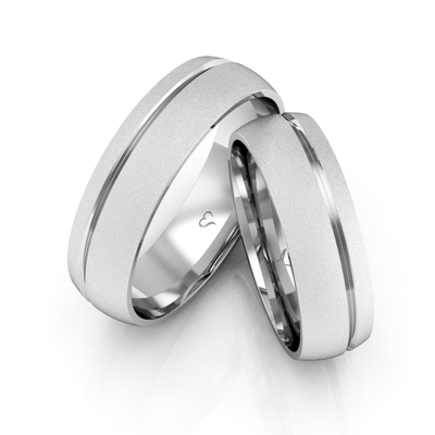 Alianças Namoro Prata Abauladas Diamantadas 6mm 10g com Friso