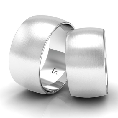 Alianças Namoro Prata Linha Classic 10mm Abaulada Fosca