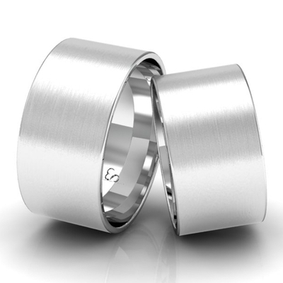 Alianças Namoro Prata Linha Classic 10mm Quadrada Fosca