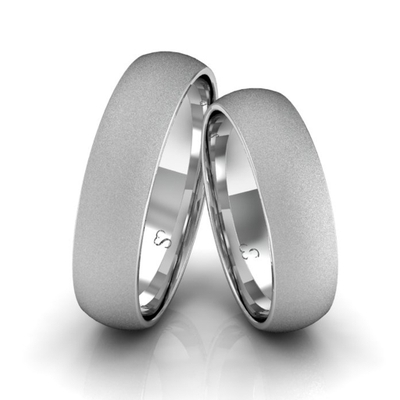 Alianças Namoro Prata Linha Classic 5mm Abaulada Diamantada
