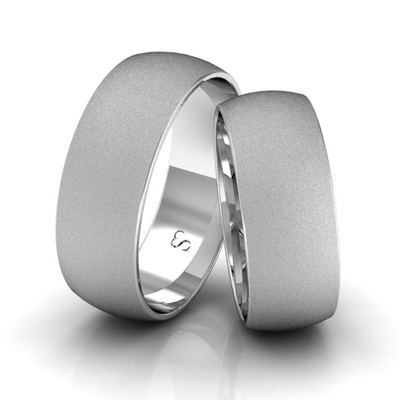 Alianças Namoro Prata Linha Classic 7mm Abaulada Diamantada