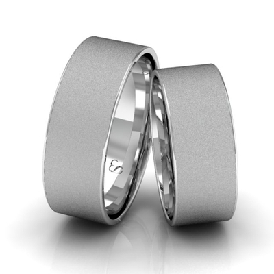 Alianças Namoro Prata Linha Classic 7mm Quadrada Diamantada