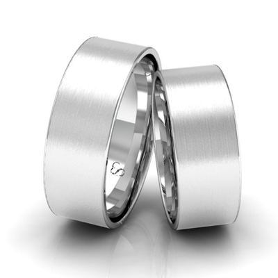 Alianças Namoro Prata Linha Classic 7mm Quadrada Fosca