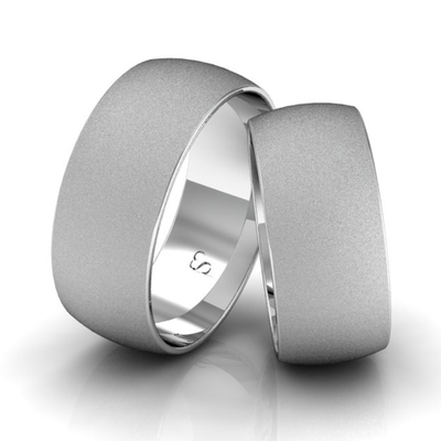 Alianças Namoro Prata Linha Classic 8mm Abaulada Diamantada