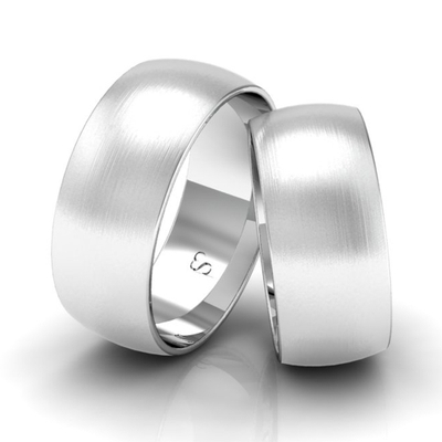 Alianças Namoro Prata Linha Classic 8mm Abaulada Fosca