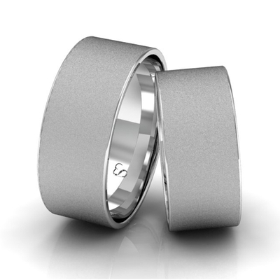Alianças Namoro Prata Linha Classic 8mm Quadrada Diamantada
