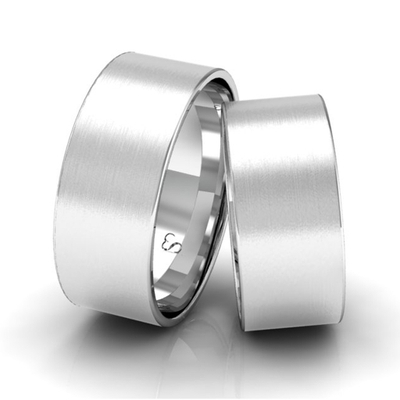 Alianças Namoro Prata Linha Classic 8mm Quadrada Fosca