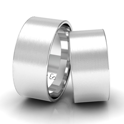 Alianças Namoro Prata Linha Classic 9mm Quadrada Fosca