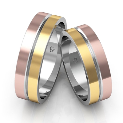 Alianças Noivado Ouro E Prata 2 Cores Polidas 6mm 12g