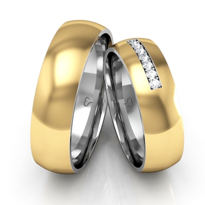 Alianças Noivado Ouro E Prata Polidas 6mm 12g