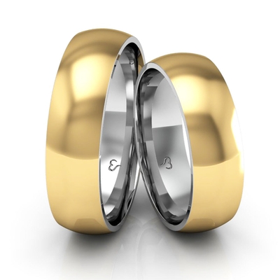 Alianças Noivado Ouro E Prata Polidas Abauladas 6mm 12g