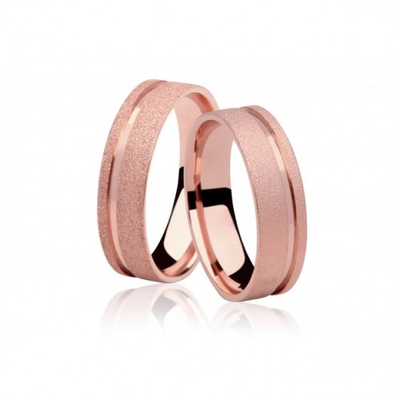 Alianças Noivado Ouro Rosê Diamantada 5mm 10g