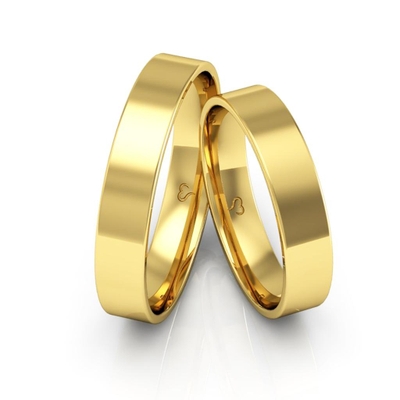 Alianças Ouro Amarelo 10K 4 mm Quadrada Caldine