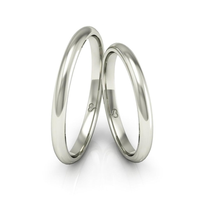 Alianças Ouro Branco 10K 2 mm Abaulada Siena
