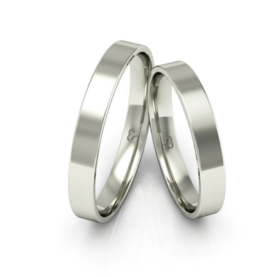 Alianças Ouro Branco 10K 3 mm Quadrada Livorno