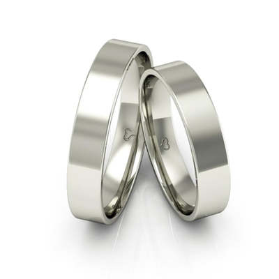 Alianças Ouro Branco 10K 4 mm Quadrada Caldine