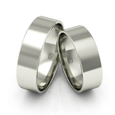 Alianças Ouro Branco 10K 6 mm Quadrada Brenna