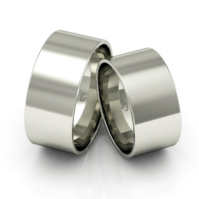 Alianças Ouro Branco 10K 9 mm Quadrada Fiesole