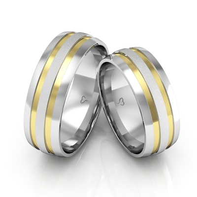 Alianças Ouro E Prata Polidas E Diamantadas 7mm 12g
