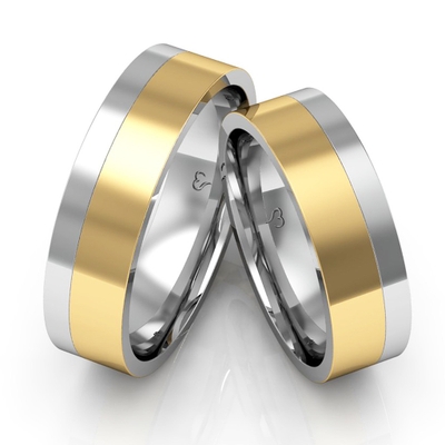 Alianças Ouro E Prata Polidas Lateral Elevada 6mm 12g