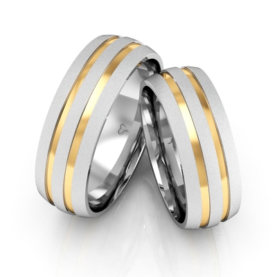 Alianças Ouro E Prata Diamantadas 7mm 12g