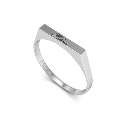 Anel Chapinha Chanfrado 2mm Prata Personalizado