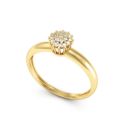 Anel Chuveiro Rainha Ouro 18K Pedras Pequeno