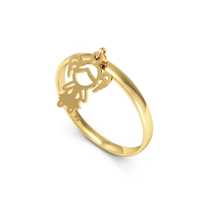 Anel com Pingente Menina Vazado Ouro 18k