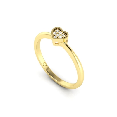 Anel Coração Ouro 18K Coleção Pavê Mini