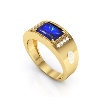 Anel Formatura Masculino Ouro 18K Baguete Grande