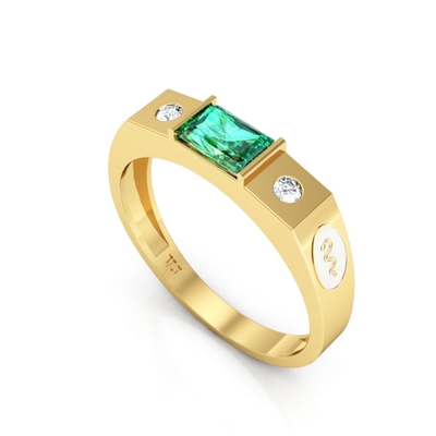Anel Formatura Masculino Ouro 18K Baguete Retangular