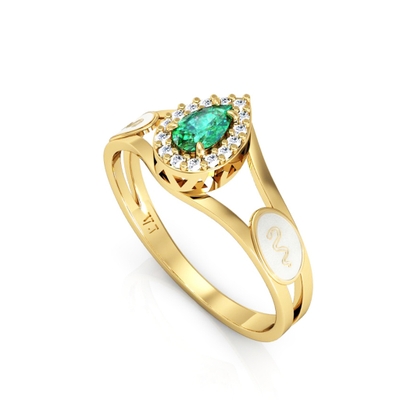 Anel Formatura Ouro 18K Aro Duplo Gota