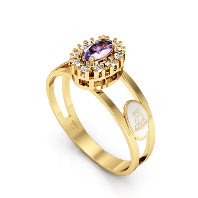 Anel Formatura Ouro 18K Aro Duplo Oval