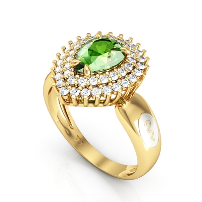 Anel Formatura Ouro 18K Gota Grande
