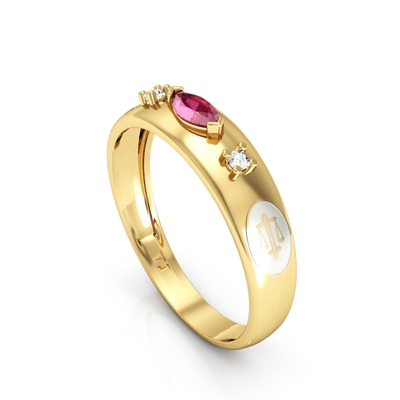 Anel Formatura Ouro 18K Navete
