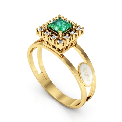 Anel Formatura Ouro 18K Quadrado