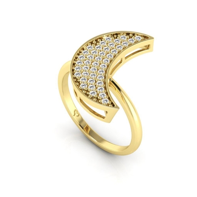 Anel Lua Ouro 18K Coleção Pavê Grande