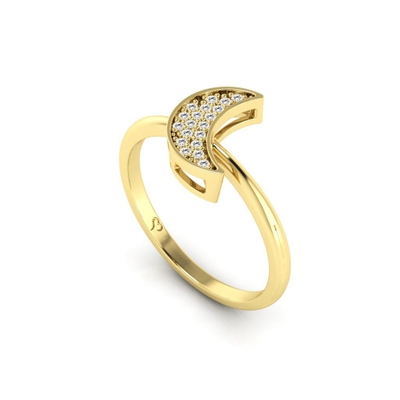 Anel Lua Ouro 18K Coleção Pavê Pequeno