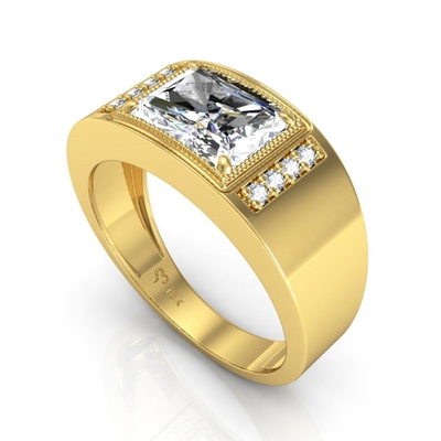 Anel Masculino Ouro 18K Baguete Grande